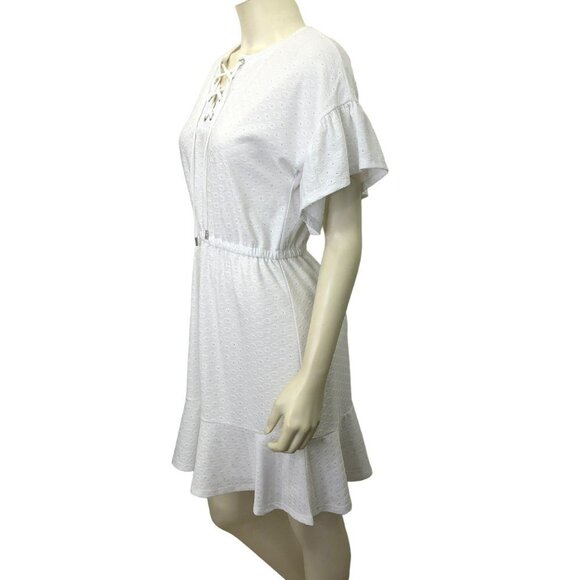 Michael Kors$140 Lace-Up Lace Ruffle Mini white Dress SM NEW WITH TAG - Picture 4 of 7